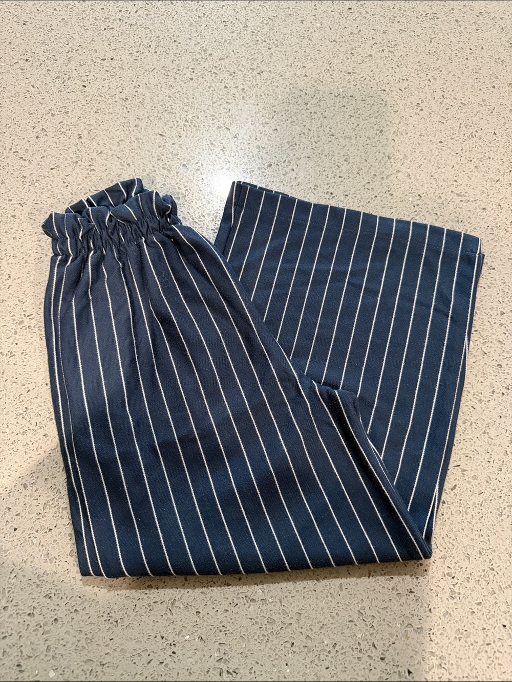Zara Navy and White Pinstripe Pull-On Trousers
